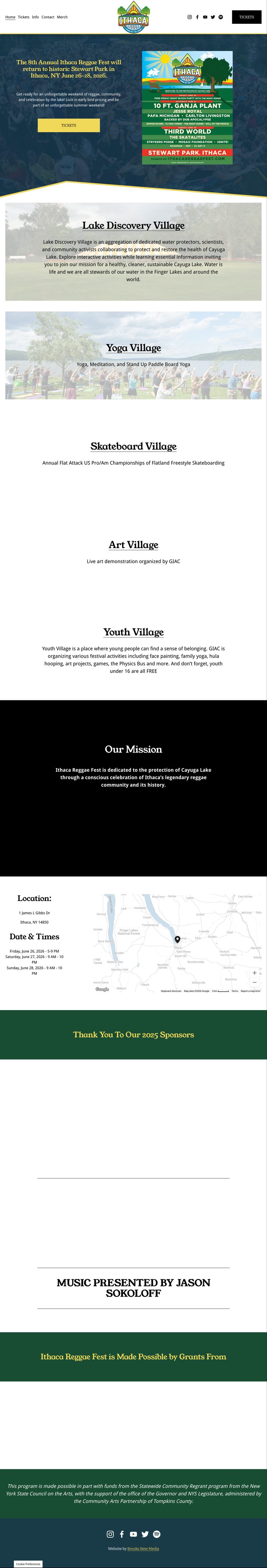 Ithaca Reggae Fest website screenshot